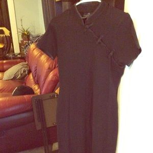 VTG Black Mandarin Collar Geisha style dress M